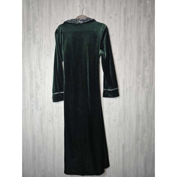 Amanda Stewart Vintage Velvet Robe - Dark Green Satin Collar - L - Picture 3 of 9